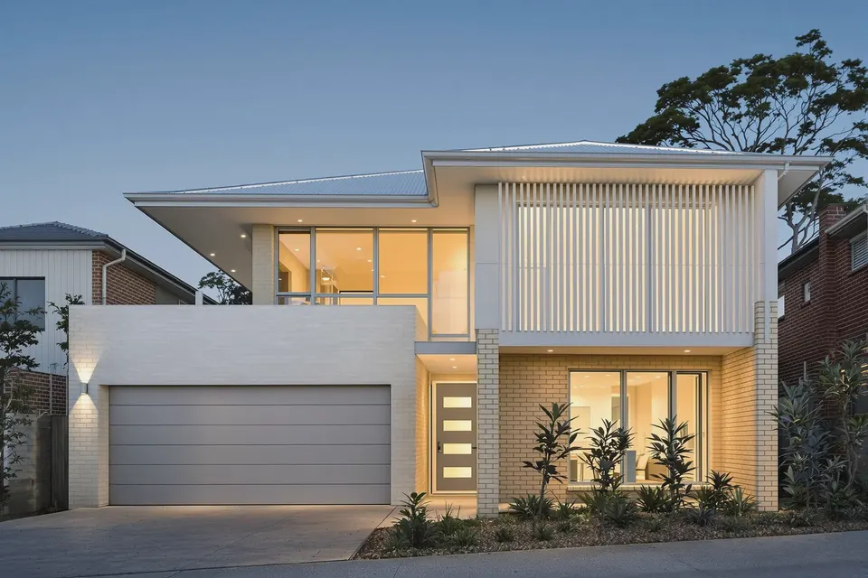 Knock-down rebuild design for Lane Cove: new two-storey knock-down rebuild on a leafy sloping street