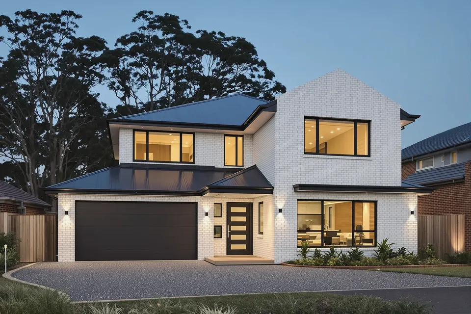 Two-storey home design for Wahroonga: elegant two-storey family home set back on a large leafy block